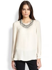 Haute Hippie - Detachable Embellished-Collar Silk Blouse at Saks Fifth Avenue