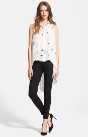 Haute Hippie Bird Print HighLow Silk Blouse at Nordstrom