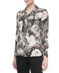 Haute Hippie Dream Floral-Print Silk Blouse at Neiman Marcus