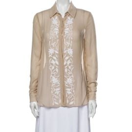 Haute Hippie Embroidered Sheer Button Silk Top NWOT at Poshmark