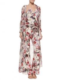 Haute Hippie Hooded Floral-Print Chiffon Maxi Jacket at Neiman Marcus