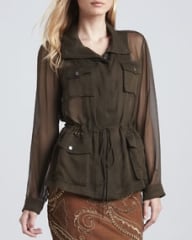 Haute Hippie Silk Chiffon Anorak Dark Military at Neiman Marcus