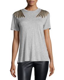 Haute Hippie Slub Jersey Eagle Tee  Light Heather Gray at Neiman Marcus