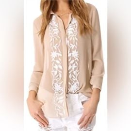 Haute Hippie Tops Haute Hippie Sheer Embroidered Silk Blouse Poshmark at Poshmark