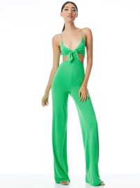 Havana Front Tie Jumpsuit In Garden Green  Alice And Olivia at Alice and Olivia