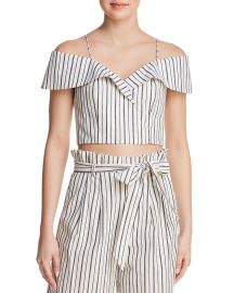 Haydee Cold-Shoulder Striped Cropped Top at Bloomingdales