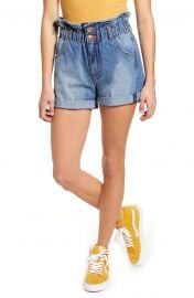 Hayley Paperbag Waist Denim Shorts at Nordstrom