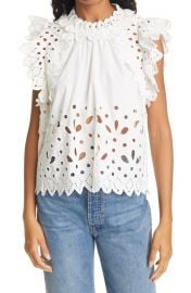 Hazel Eyelet Flutter Sleeve Cotton Top at Nordstrom