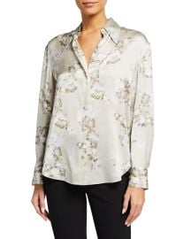 Hazy Blossom Silk Collared Blouse at Neiman Marcus
