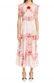 Heart  amp  Floral Print Ruffle Collar Silk Maxi Dress   Nordstrom at Nordstrom