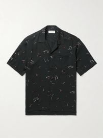 Heart Logo Print Short Sleeve Button-Up Camp Shirt by Saint Laurent at Mr Porter