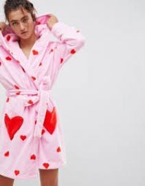 Heart Print Supersoft Robe at ASOS