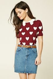 Heart Print Sweater Top at Forever 21