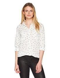 Hearts Print Button Down Blouse at Amazon