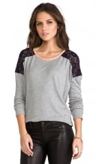 Heather Lace Shoulder Top in Light Heather Grey  REVOLVE at Revolve