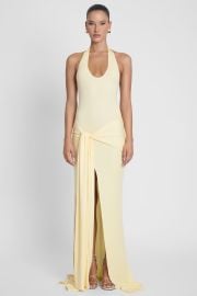 Heaven Halter Jersey Knot Maxi Dress - Yellow at Leau