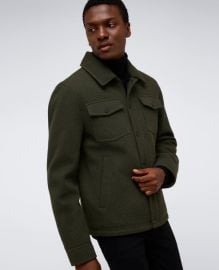 Heavyweight Twill Trucker Jacket Olive Kenneth Cole at Kenneth Cole