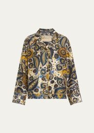 Heirlome Alvarez Nogal Silk Pajama Shirt at Bergdorf Goodman