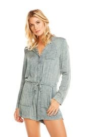 Heirloom Wovens L/S Snap Front Collared Romper at Chaser