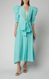 Hel Silk Bow Puff-Sleeve Midi Dress by Silvia Tcherassi at Moda Operandi