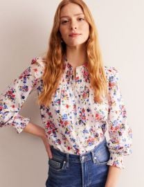 Helena Cotton Blouse - Ivory Wild Cluster Boden US at Boden