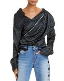 Hellessy Halsey Houndstooth Asymmetric Silk Top - 100 Exclusive Bloomingdales at Bloomingdales