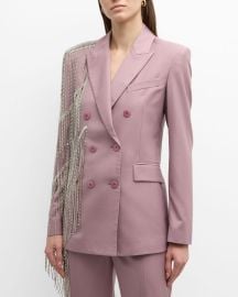 Hellessy Santiago Crystal Fringe Double-Breasted Blazer Jacket at Neiman Marcus