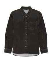 Helmut Lang Curved Shirt In Flocked Olive at Revolve