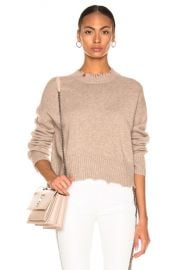 Helmut Lang Distressed Crew Sweater in Beige   FWRD at Forward