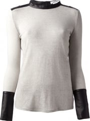 Helmut Lang Faux Leather Trim Jumper - Haven at Farfetch