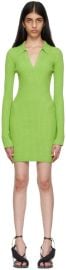 Helmut Lang Green Marl Knit Polo Minidress at Ssense