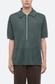 Helmut Lang Linen Zip Polo at Nordstrom
