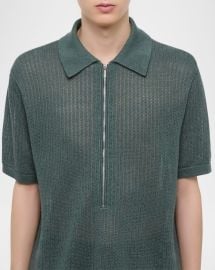 Helmut Lang Mens Half Zip Fine Gauge Polo Shirt at Neiman Marcus