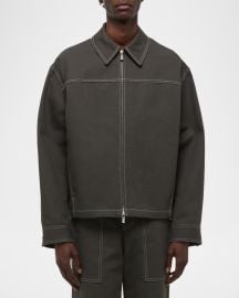 Helmut Lang Mens Twill Contrast Stitch Full Zip Carpenter Jacket at Neiman Marcus