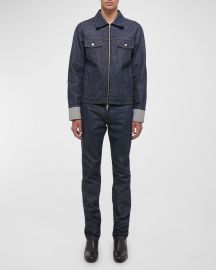 Helmut Lang Menx27s Cuffed Raw Denim Trucker Jacket at Neiman Marcus