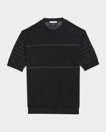 Helmut Lang Menx27s Sheer Stripe Linen T-Shirt at Neiman Marcus