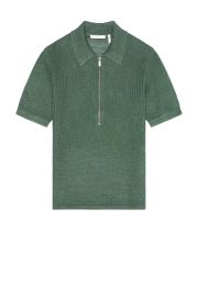 Helmut Lang Nino Linen Rib Knit Half Zip Polo Sweater at FWRD