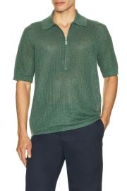 Helmut Lang Nino Linen Rib Knit Half Zip Polo Sweater at Revolve