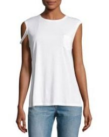 Helmut Lang Raw-Edge Pima Jersey Tee  White at Neiman Marcus