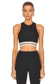 Helmut Lang Rib Crop Tank Top in Black FWRD at FWRD