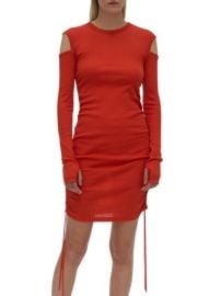 Helmut Lang Ruched Rib-Knit Cotton Dress on SALE at Saks Off 5th