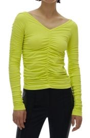 Helmut Lang Ruched V-Neck Top at Nordstrom