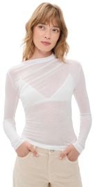 Helmut Lang Sheer Twist Long Sleeve Sheer Top Optic White XS at Shopbop
