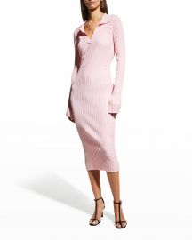 Helmut Lang Slash Long-Sleeve Ribbed Dress at Neiman Marcus