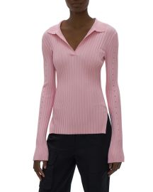 Helmut Lang Slash Ribbed Polo Top at Neiman Marcus