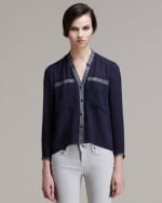 Helmut Lang Soft Shroud Leather Trim Shirt at Bergdorf Goodman