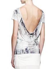 Helmut Lang Tidal Printed Cowl-Back Top at Neiman Marcus