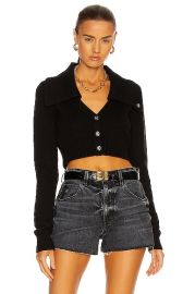 Helmut Lang Tucked Cropped Cardigan in Black  FWRD at Forward