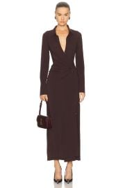 Helmut Lang Twisted Shirt Dress in Mahogany FWRD at FWRD
