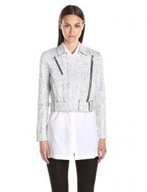 Helmut Lang Womenand39s Lightening-Wash Denim Moto Jacket at Amazon